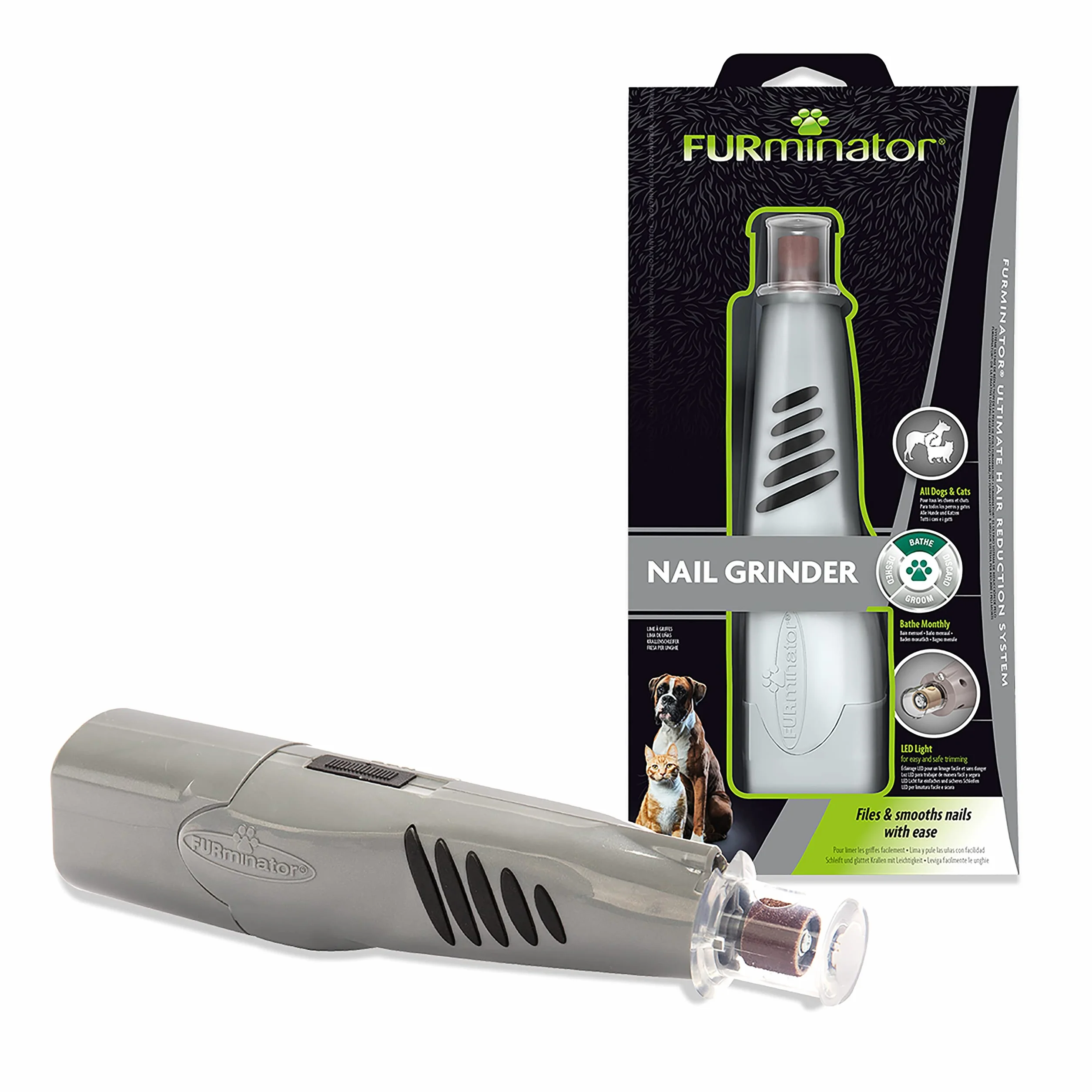 Furminator Szlifierka do pazurów dla psów i kotów – bezprzewodowa szlifierka do paznokci z oświetleniem LED i 2 poziomami prędkości