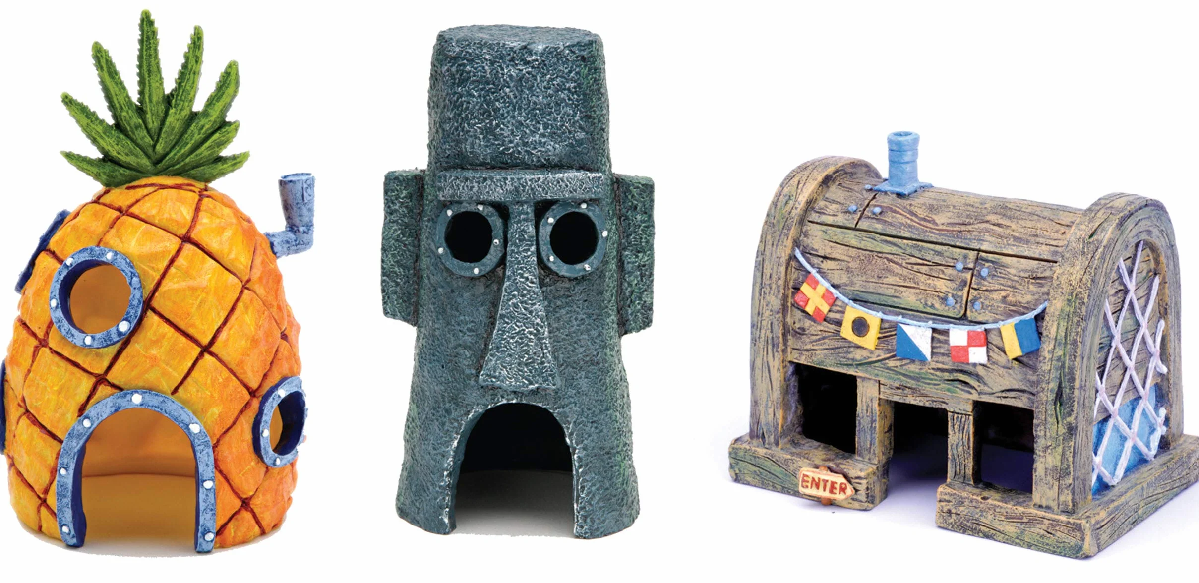 Penn-Plax Figurka z żywicy Spongebob Squarepants® Dekoracje do akwarium Ananas Skalmar Home Crusty Krab