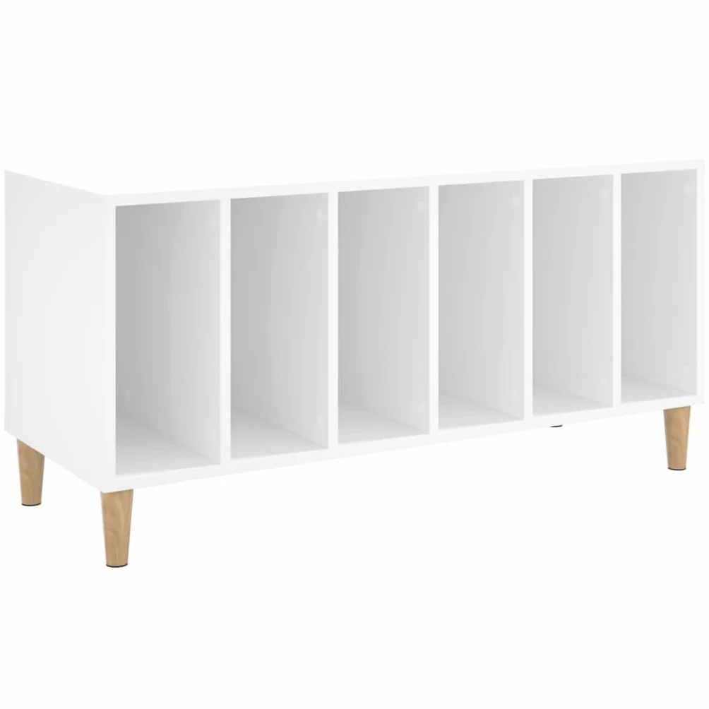 Szafka panelowa, biała, 100 x 38 x 48 cm, materiał drewnopochodny, trwały winylowy mebel do przechowywania, stabilny organizer na płyty gramofonowe LP, uniwersalna szafka pomocnicza