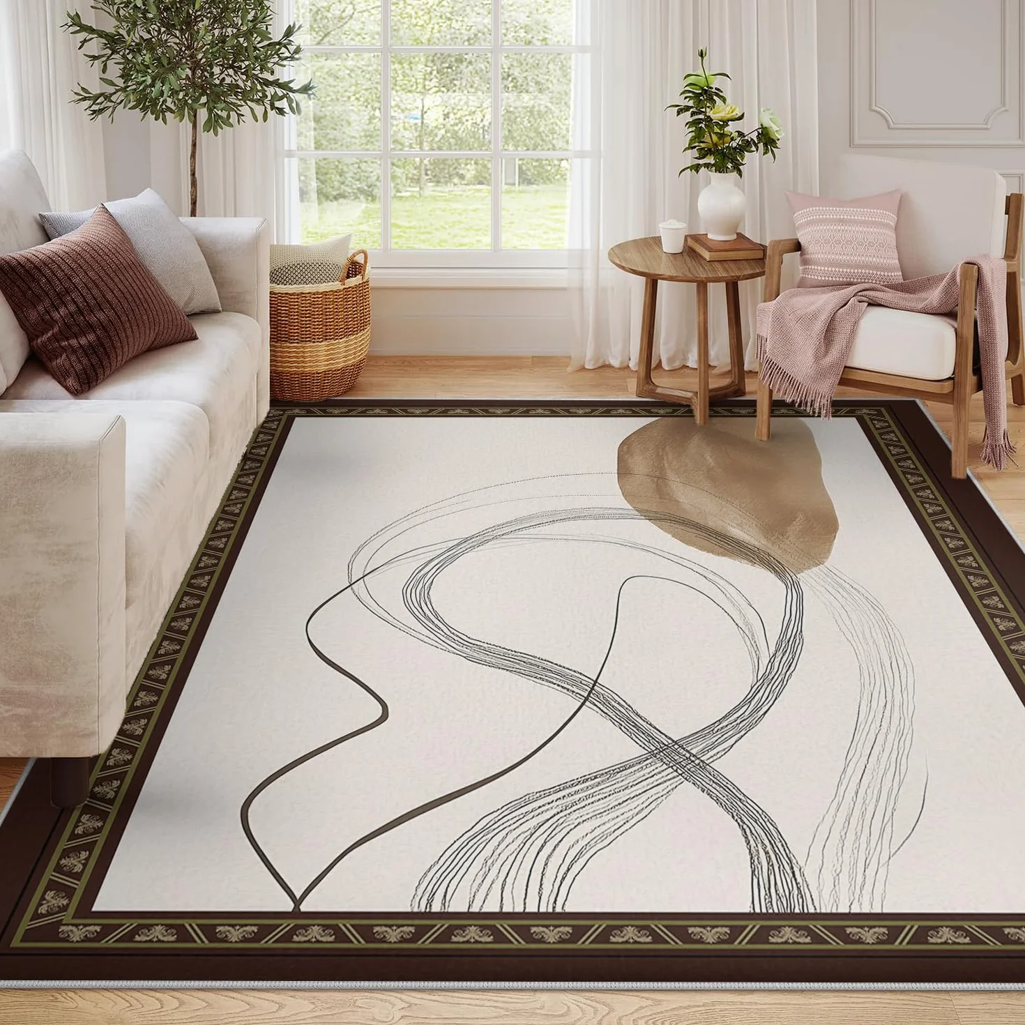 Minimalistyczne zmywalne i miękkie antypoślizgowe dywaniki 200 x 300 cm abstrakcyjne linie i kolorowe klocki Dywan wewnętrzny o niskim włosie i nieodłączony do salonu