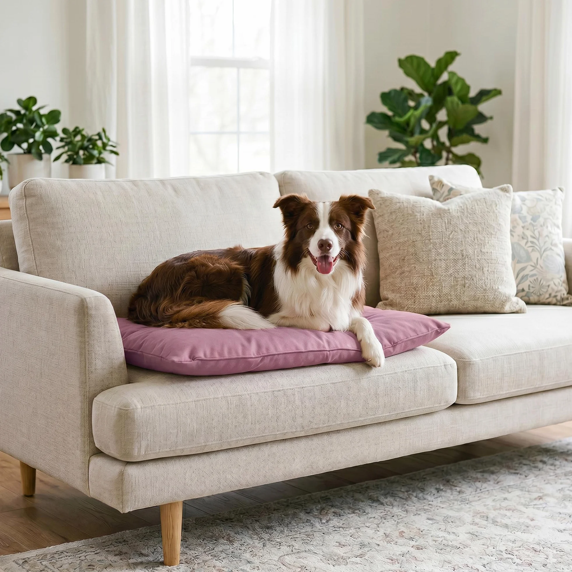 Stripey Finds Italian Bed Linen Dogs Maxy poduszka, 60 x 100 cm, liliowa