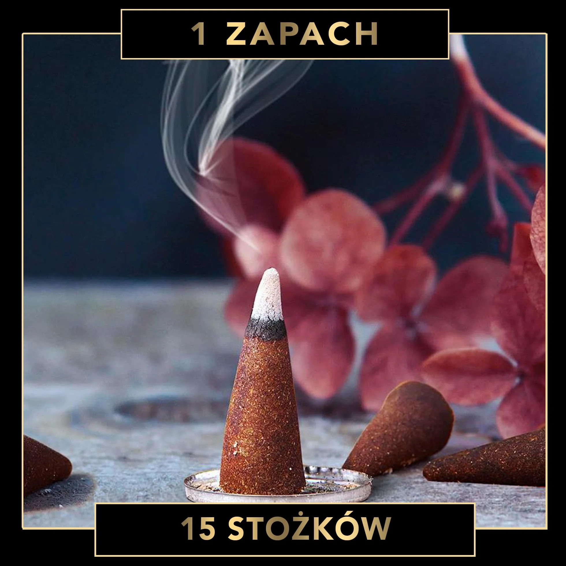 Fumino® Zapach Klasycznego drzewa sandałowego – świeże kadzidełka stożkowe, 15 sztuk w opakowaniu, Masala Agarbatti Joss, zapach do relaksu i medytacji, dekoracja domu