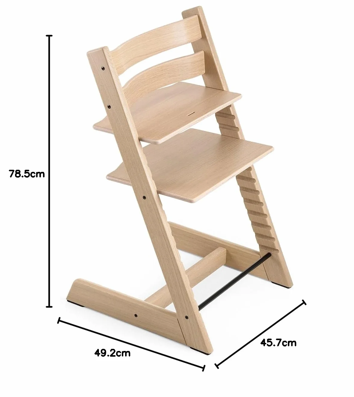Krzesełko Tripp Trapp firmy Stokke, naturalny dąb - regulowane, rozkładane krzesełko dla maluchów, dzieci i dorosłych - wygodne, komfortowe i ergonomiczne - wykonane z drewna dębowego