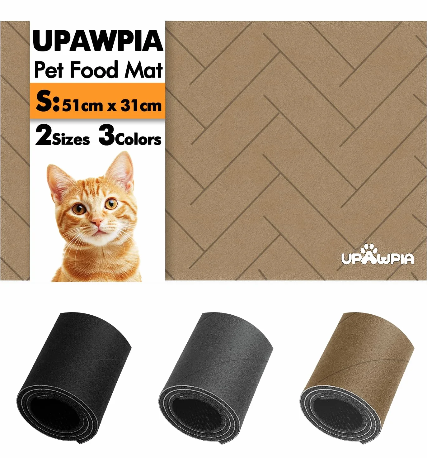 Podkładka pod miskę dla psa 51 x 31 cm antypoślizgowa chłonna brązowa