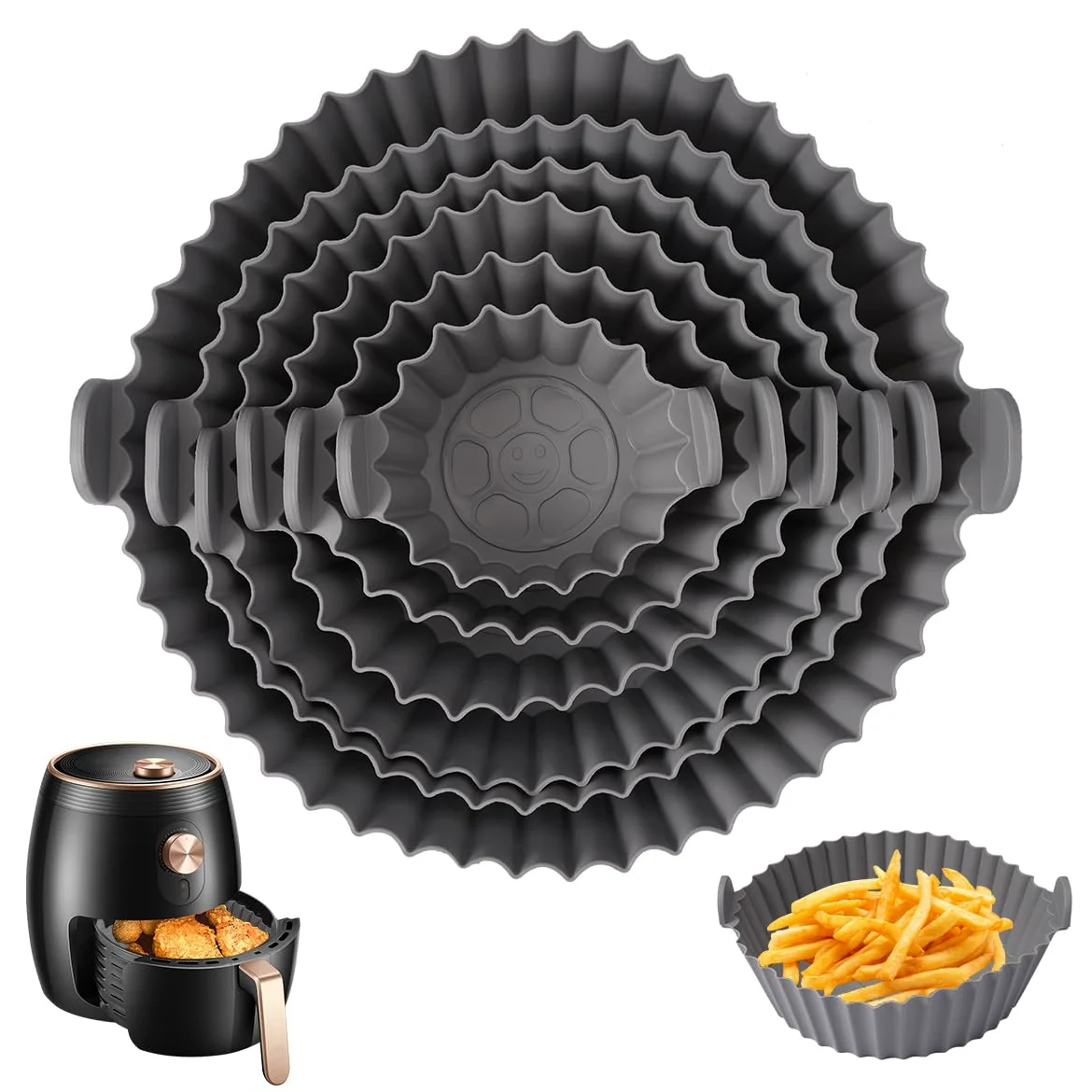Silikonowa forma do frytkownicy na gorące powietrze, 6 rozmiarów, silikonowa forma do pieczenia frytkownicy na gorące powietrze, do piekarników, kuchenek mikrofalowych, frytkownic na gorące powietrze,