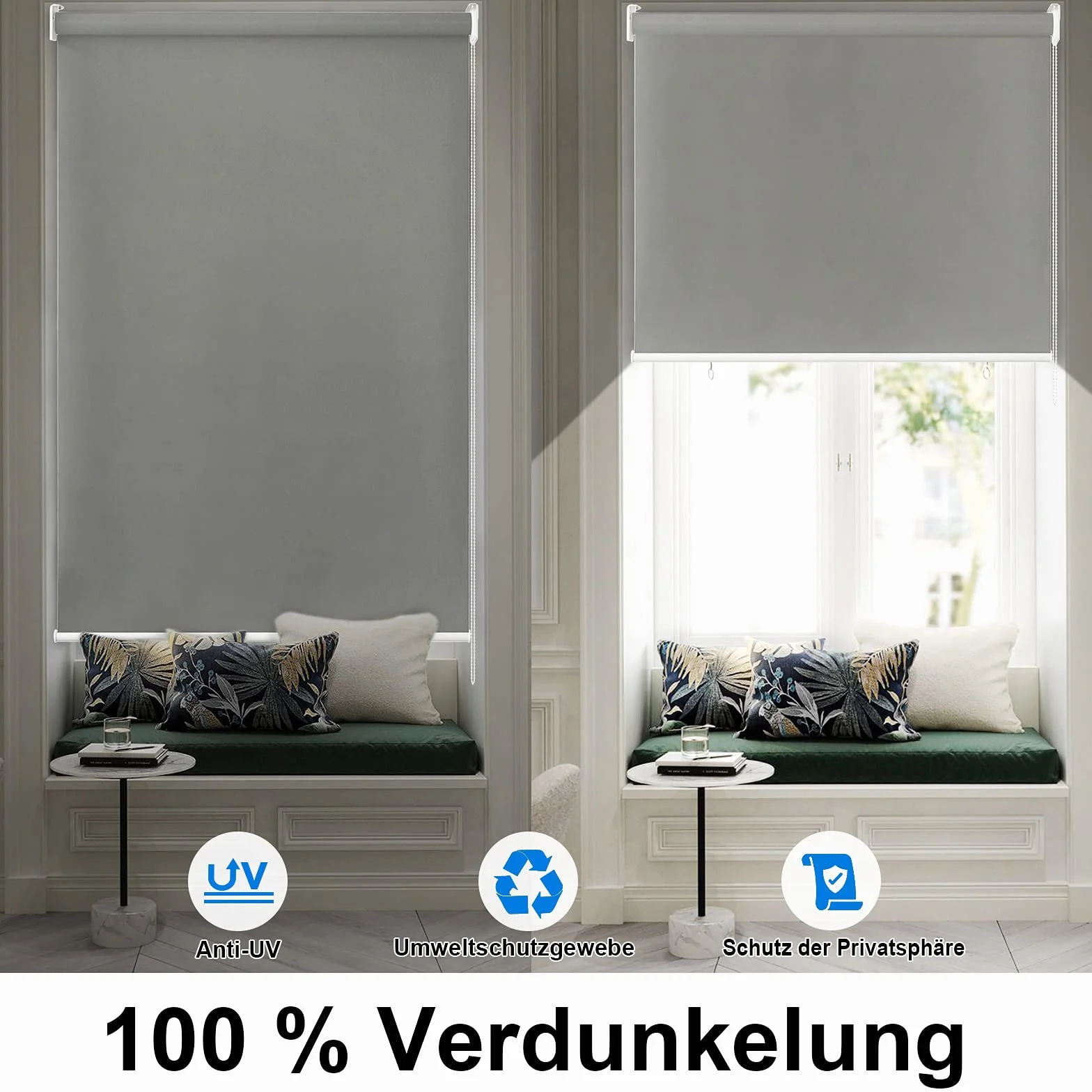 UISEBRT Roleta Zaciemniająca Markiza Pionowa na zewnątrz, Roleta Balkonowa, ochrona przed spojrzeniami, roleta chroniąca przed promieniowaniem UV (140 x 240 cm, Szara)