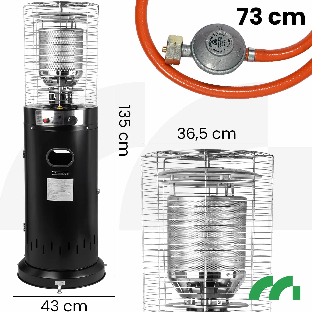 MalTec Grzejnik tarasowy grzejnik gazowy 13 kW Tropical GH295 osłona koła stalowy wąż