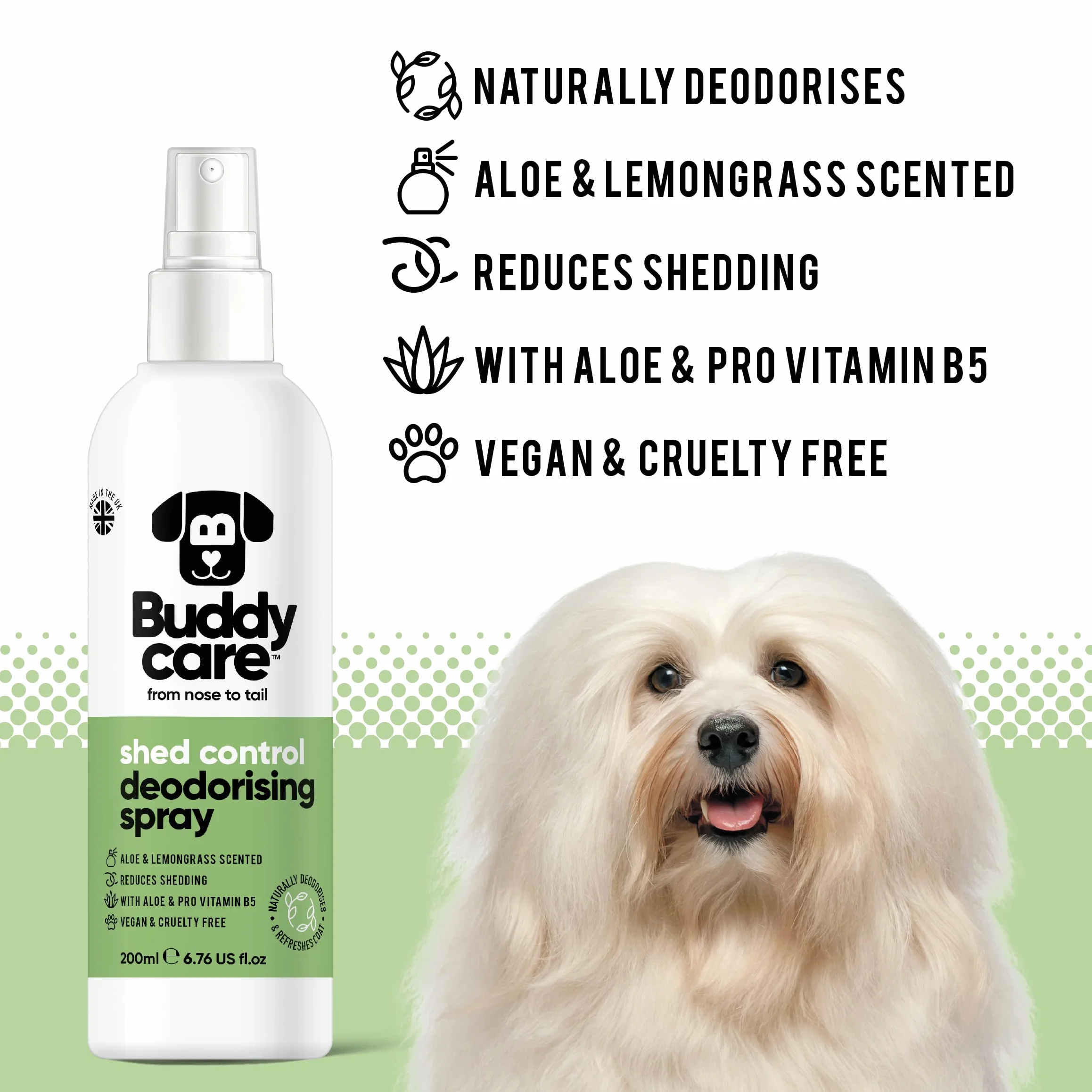 Buddycare Dezodorant w sprayu dla psów z aloesem i witaminą B5, 200 ml