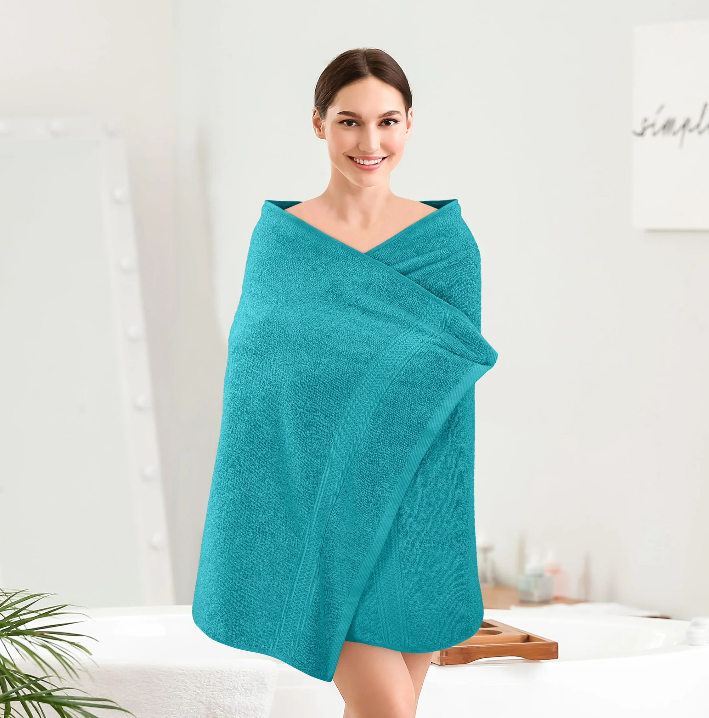 Utopia Towels - 4-częściowy zestaw ręczników kąpielowych (69 x 137 cm) Szybkoschnące, miękkie w dotyku ręczniki Premium ze 100% bawełny ring-spun, idealne do codziennego użytku (turkus)