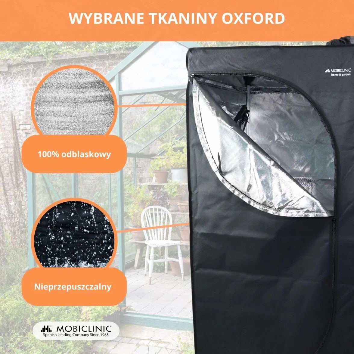 Mobiclinic®, Namiot do uprawy wewnętrznej, Growbox, Premium mylar 97% odblaskowy, Hydroponiczny, Wodoodporny, Zdejmowane dno, Gruba, Tkanina nylonowa, Solidna konstrukcja, Grow tent