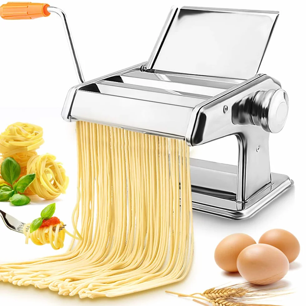 Maszyna do Robienia Makaronu, Krajalnica do Makaronu ze Stali Nierdzewnej, Ręczna Maszyna do Makaronu 3 w 1, Maszyna do Makaronu Rolkowego do Makaronu Tagliatelle ze Spaghetti Lasagna