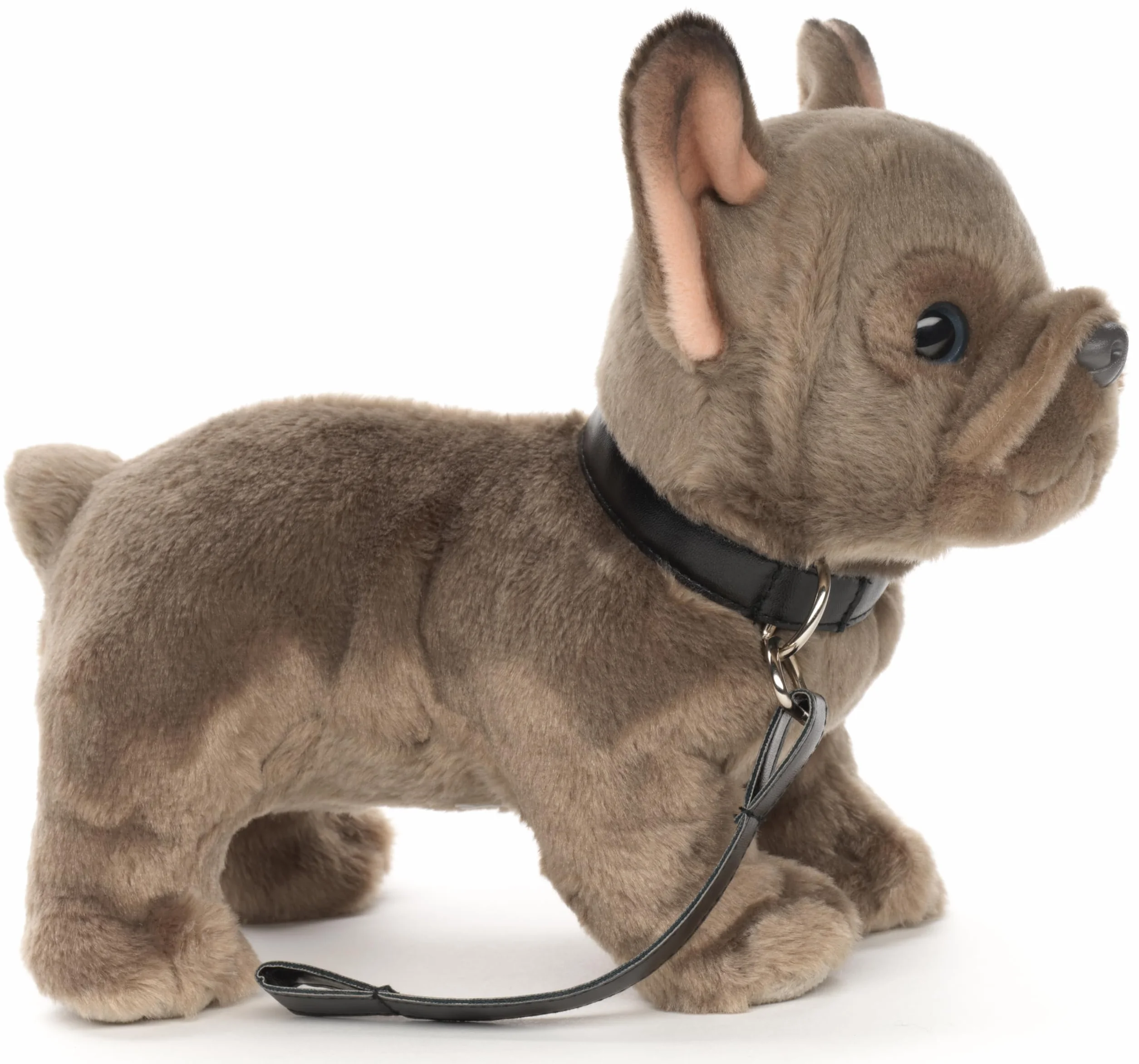 Uni-Toys - buldog francuski ze smyczą - 26 cm (długość) - pies, zwierzę domowe - pluszowe zwierzątko pluszowe, maskotka