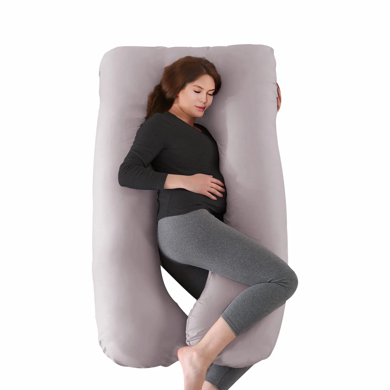 Poduszka ciążowa ze 100% bawełny, poduszka do spania na boku w kształcie litery U, poduszka do karmienia XXL, poduszka do przechowywania, poduszka ciążowa Body Pillow, ze zdejmowaną i nadającą