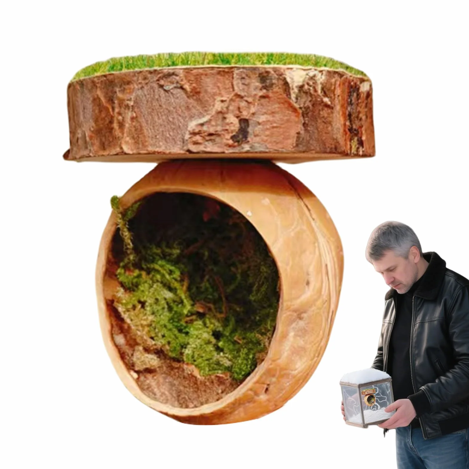 Spider Hiding Shelter, Magnetic Habitat Cave, Handmade Climbing Accessory, 1.57x2.36 inches, Naturalistic Terrarium Decor, Secure Mount Enclosure, for Tarantula Cage Reptile Small