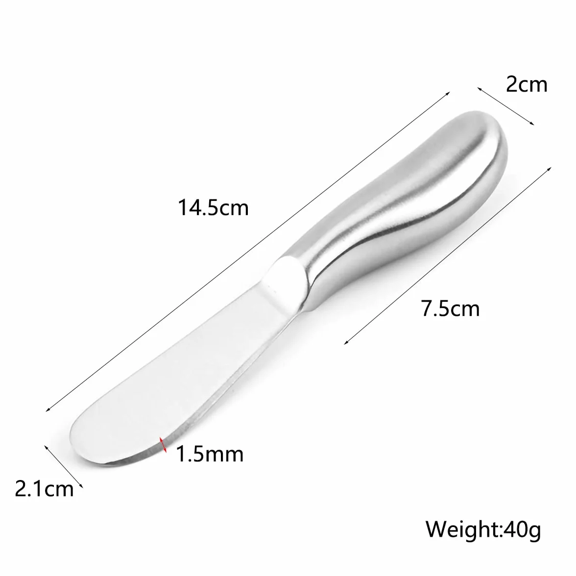 2 szt. Nóż do masła, zestaw noży do masła kuchennego, zestaw noży do serów z ergonomicznym wydrążonym uchwytem, nóż śniadaniowy do rozsiewacza sera (srebrny)