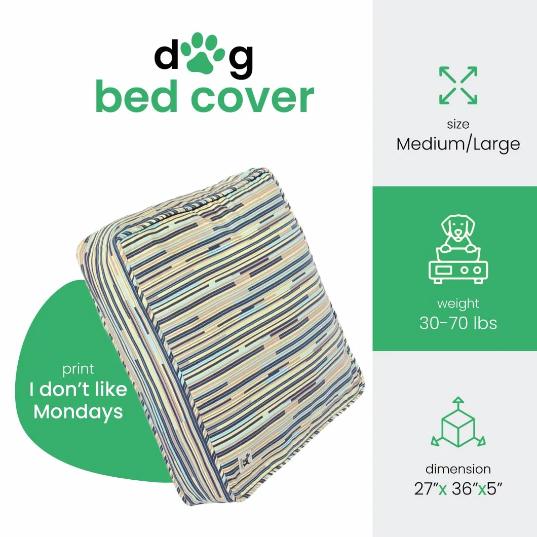 Molly Mutt Pokrowiec na łóżko dla psa od średniego do dużego - nadruk 'I Don't Like Mondays' - mierzy 61 cm x 86 cm x 12 cm - 100% bawełna - trwały - oddychający - zrównoważony - można prać w pralce