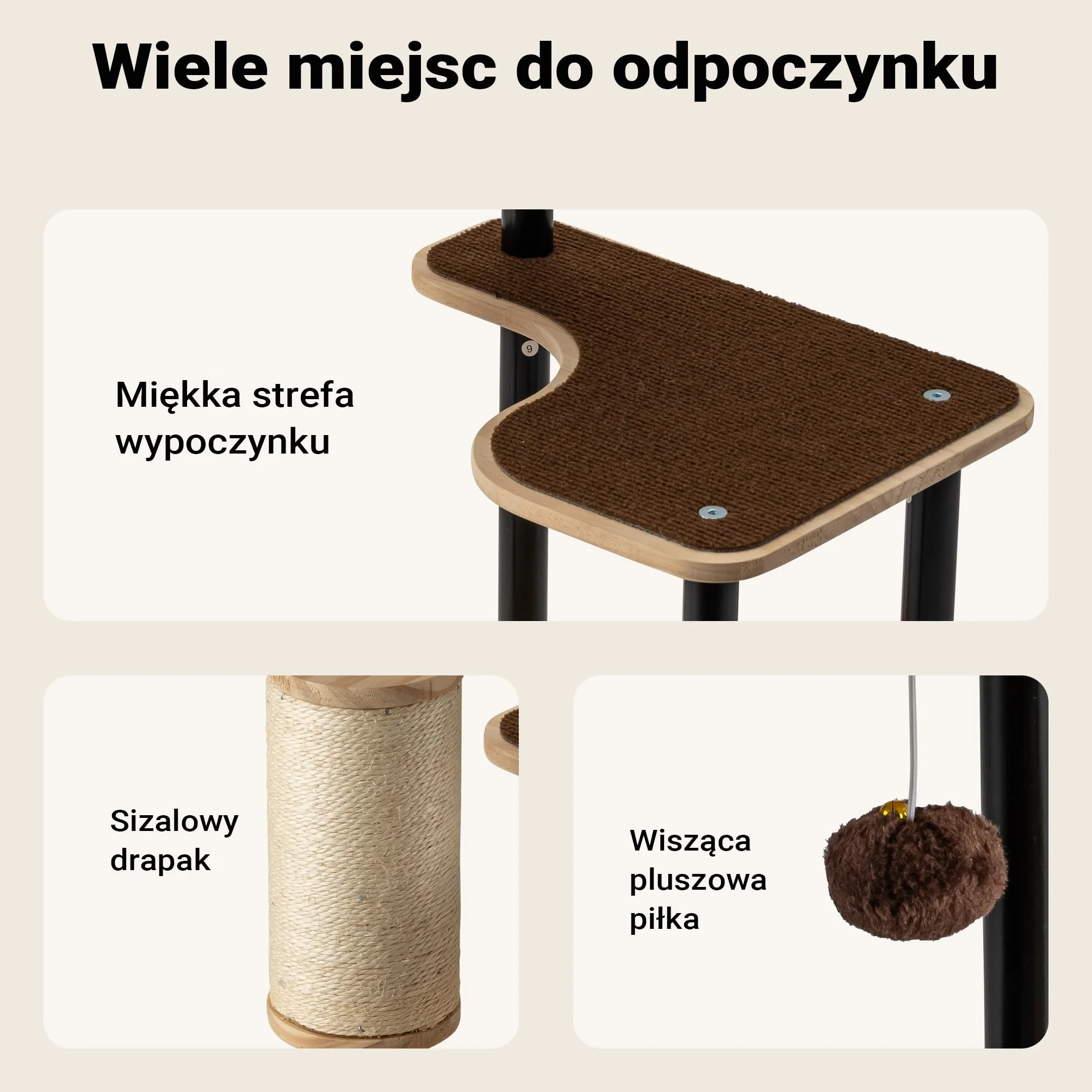 Drapak dla kota metalowy 40 x 30 x 62 cm z sizalem legowisko domek