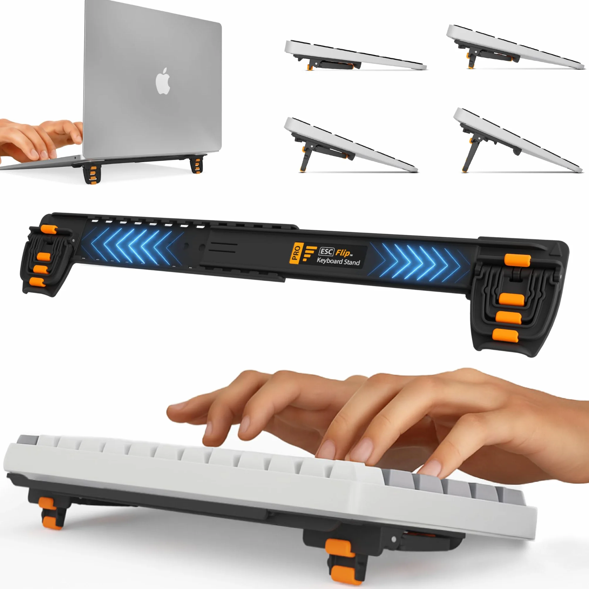 GPG2 ESC Flip PRO stojak na klawiaturę komputerową, regulowany, przechylany podnośnik do klawiatury do ergonomicznego pisania, minimalistyczny stojak do klawiatury z antypoślizgowymi nóżkami, wysuwany