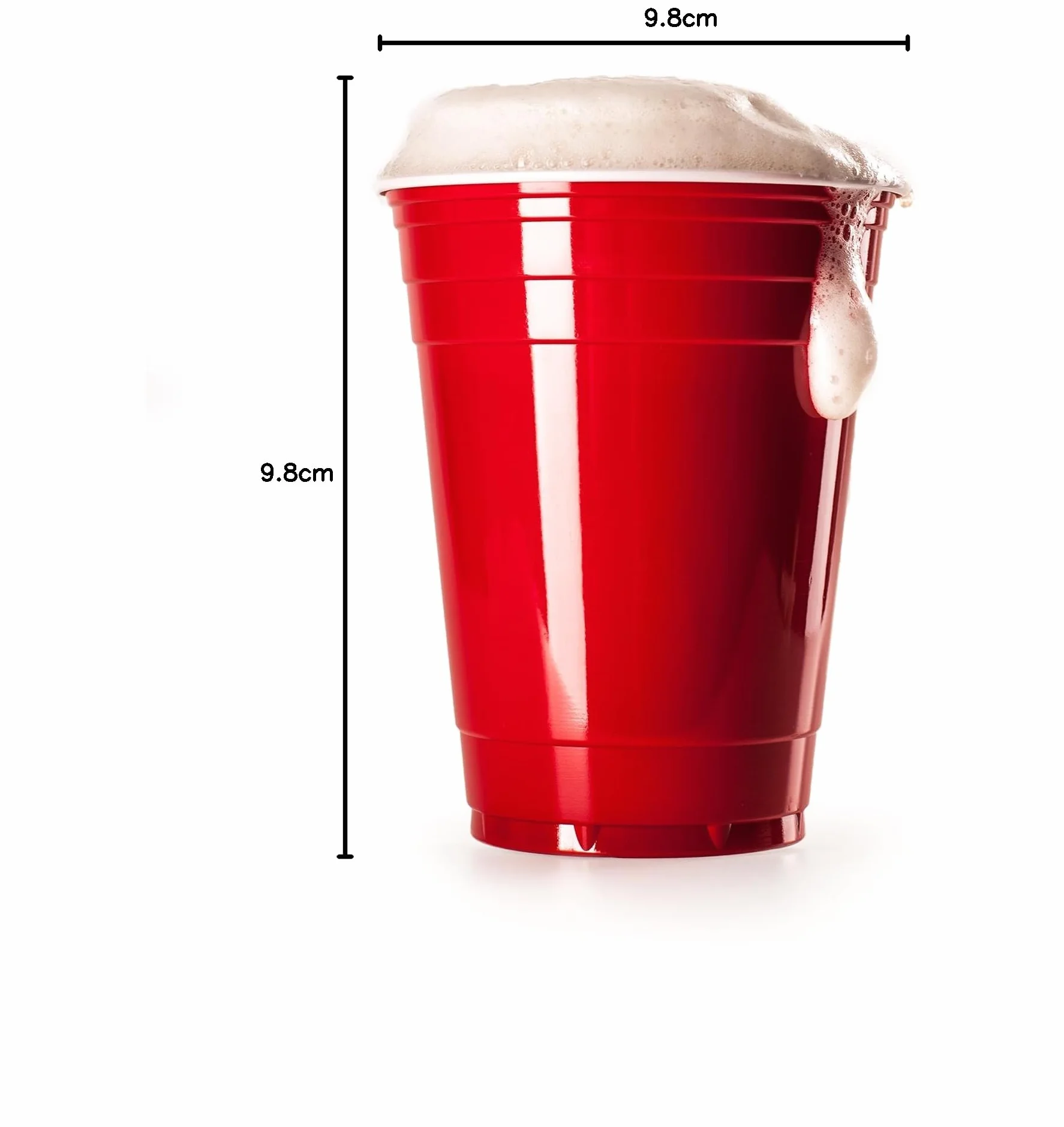 4260514530028 Plastikowe Kubki do Picia Zestaw do Pongów Czerwone 473ml 50 Sztuk