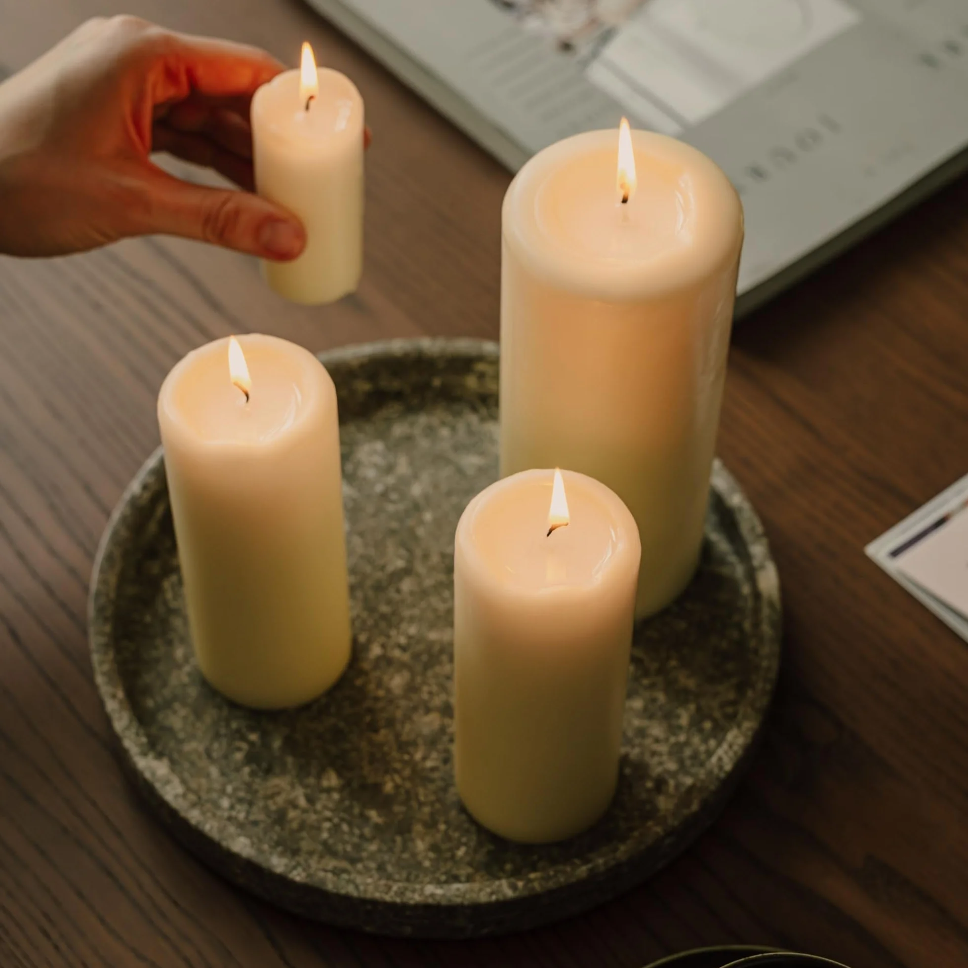 Spaas Unscented Pillar Candle 80/150 mm, 70 Hours, White