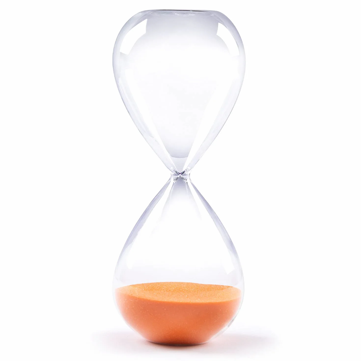 Klepsydra, 15 minut klepsydra, pomarańczowy piasek, szklana dekoracja klepsydra, średnia klepsydra do domu, na biurko, klasę, biuro, dekoracja ślubna