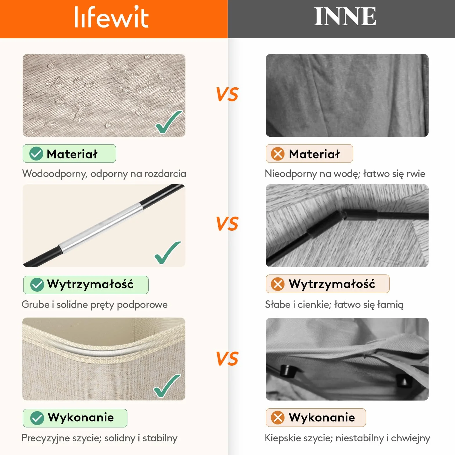 Lifewit 80L Duży Wysoki kosz na Pranie, Składany kosz na Pranie z Uchwytami, Składane Kosze na Pranie, Przenośny kosz na Brudne Ubrania do Akademika, Łazienki, Beżowy