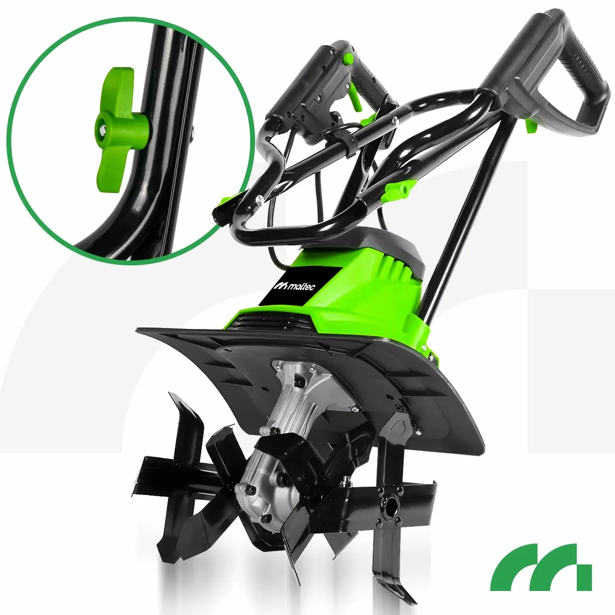 MalTec MasterTill elektryczna glebogryzarka ogrodowa glebogryzarka, szerokość robocza 36 cm, głębokość robocza 22 cm, kultywator, 4 noże do siekania