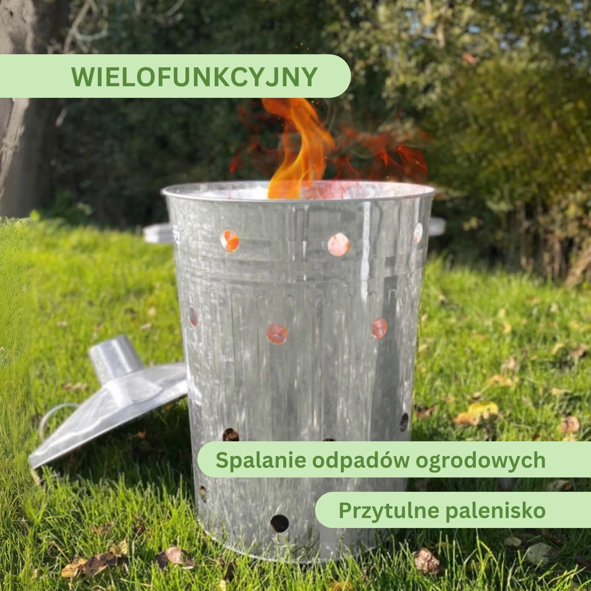Rori Palenisko XL na odpady ogrodowe z pokrywką, okrągły (110 l)