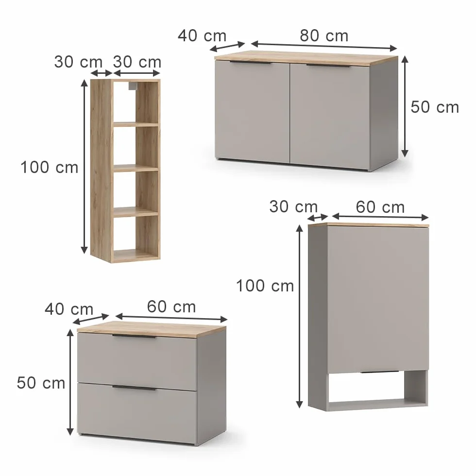 Vicco Ściana w salonie "Wido", Szary, | 5 części, compatible avec d'autres éléments de la série Wido