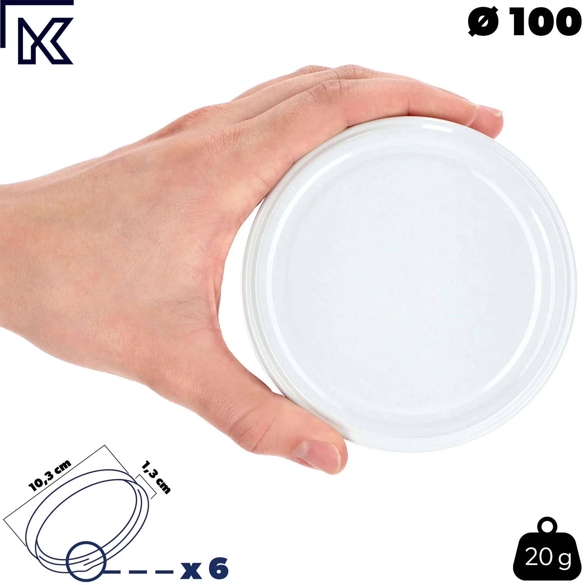KADAX Zestaw 10 szt. Metalowe wieczka Twist-Off Ø 100 mm do słoików 2530/4130/5000 ml zapewniają szczelne zamknięcie i chronią przed przeciekaniem
