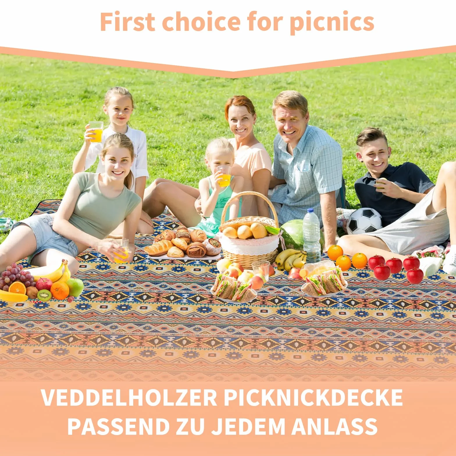 Wodoodporny koc piknikowy 200x200CM - miękki koc z aluminiową podstawą,lekki i składany na plażę,kemping,na zewnątrz
