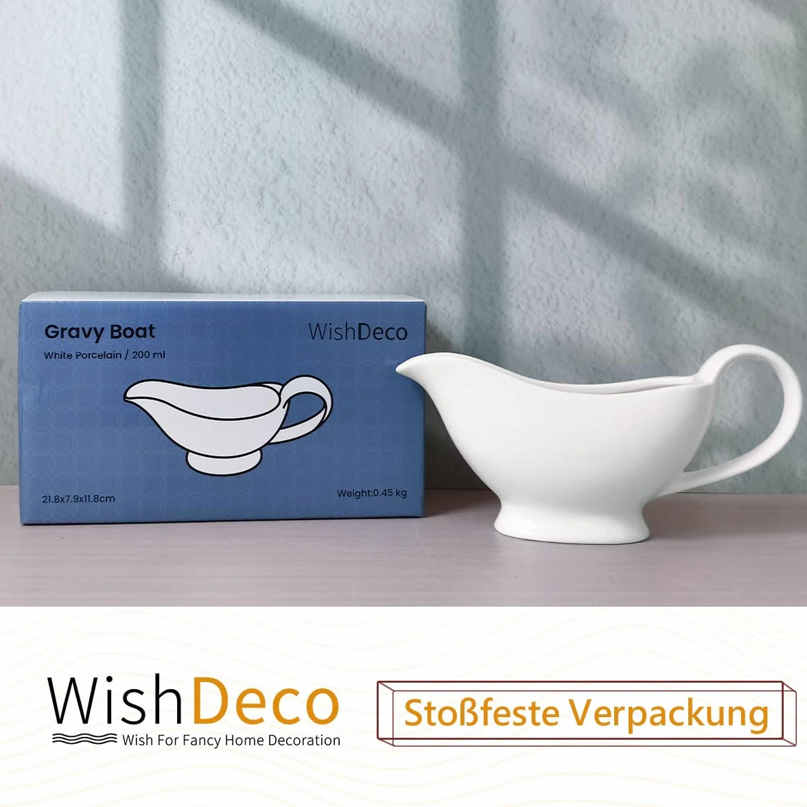 WishDeco Ceramiczna sosjerka, porcelana, sosjerka z dzióbkiem do ust, sosów, sałatek, dzbanków do śmietany, bulion mleczny, czarny pieprz, biały, 20 ml