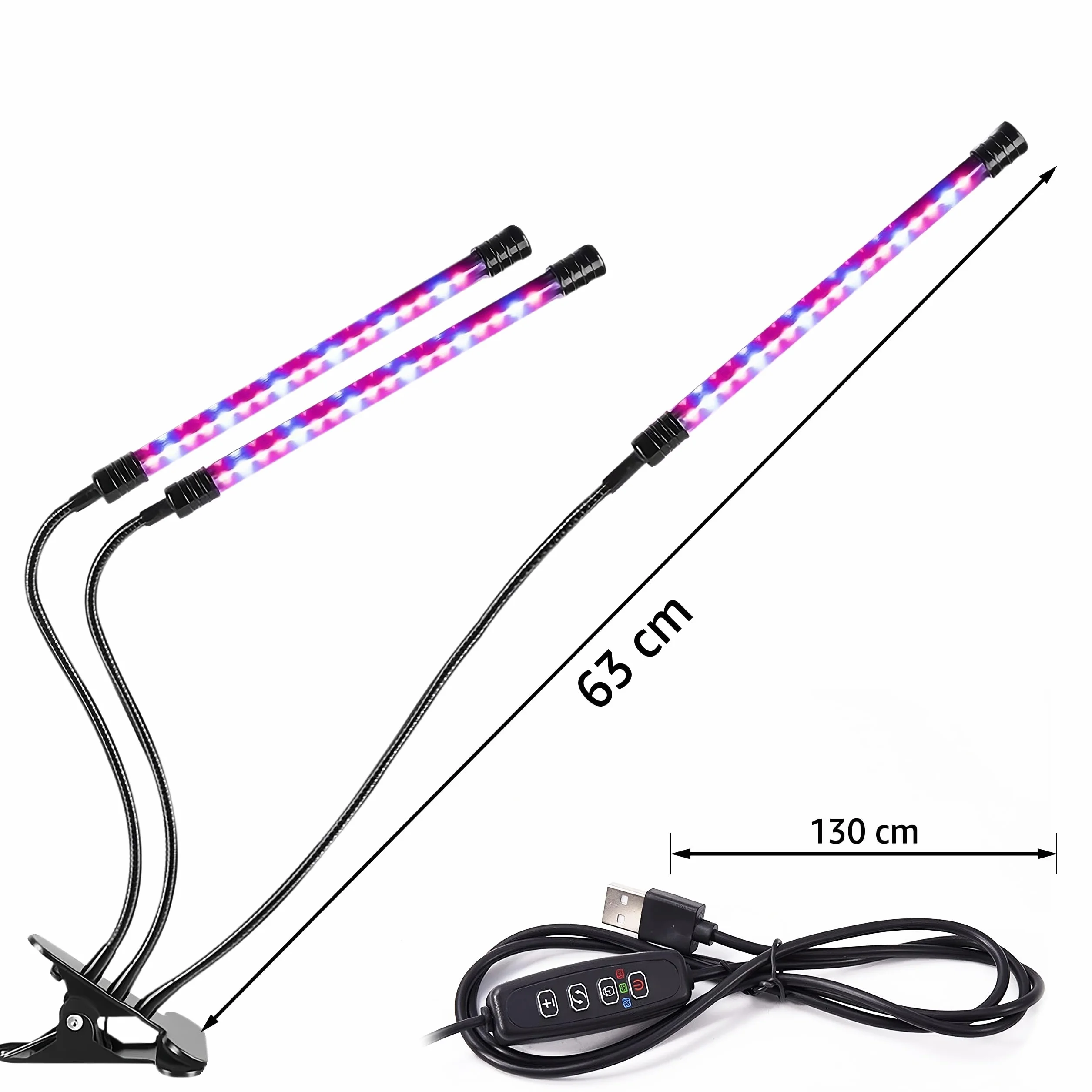 Retoo Lampa LED z pełnym spektrum światła, lampa biurkowa do szklarni i roślin pokojowych, 60 diod LED, pilot zdalnego sterowania, sterowanie wierszem, światło do wzrostu z timerem