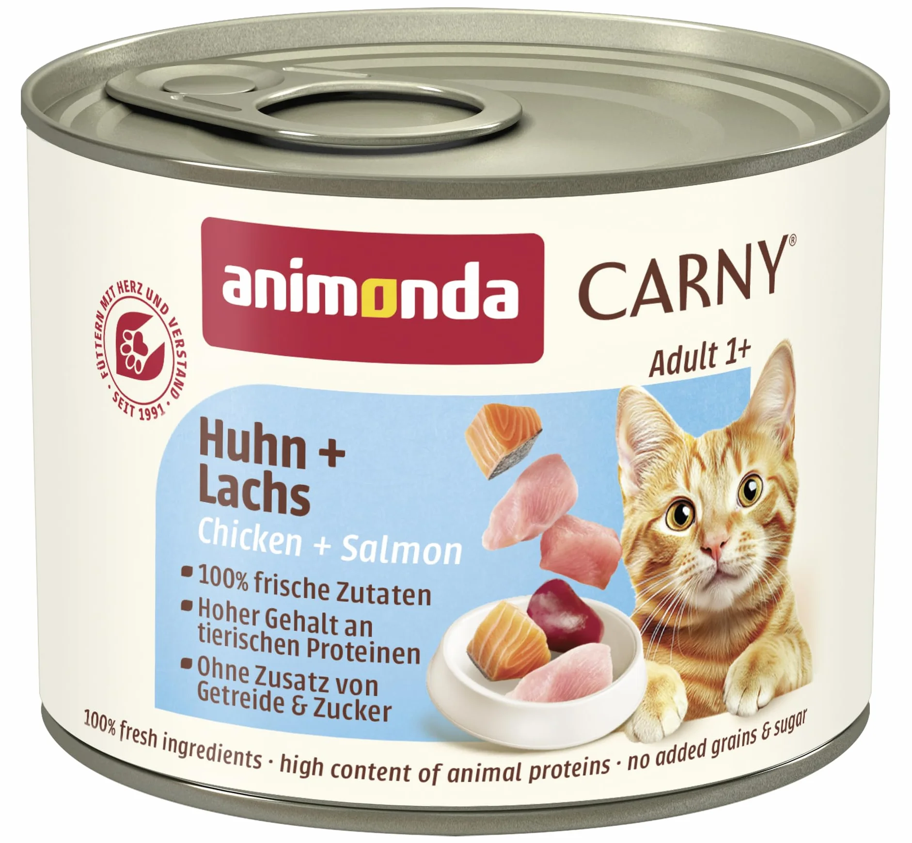 animonda Carny Dorosły karma dla kotów, mokra karma dla dorosłych kotów, kurczak + łosoś, 6 x 200 g