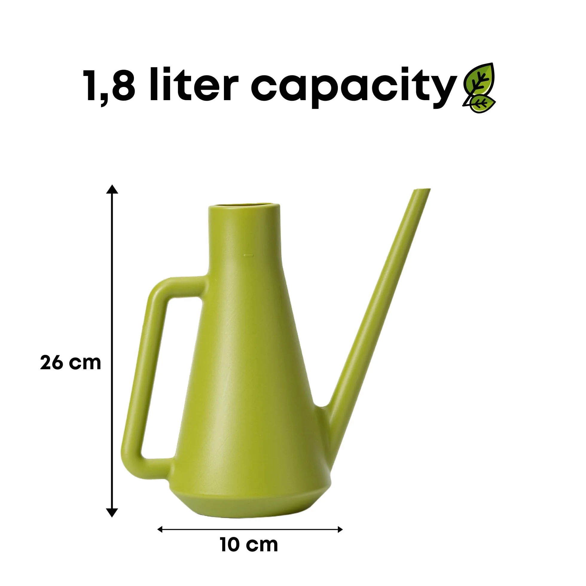 Mała Konewka Pierre z Tworzywa Sztucznego 1,8 L - Konewka Ogrodowy do Użytku Wewnątrz i na Zewnątrz - Na Kwiaty i dla Roślin Pokojowych, Zielony