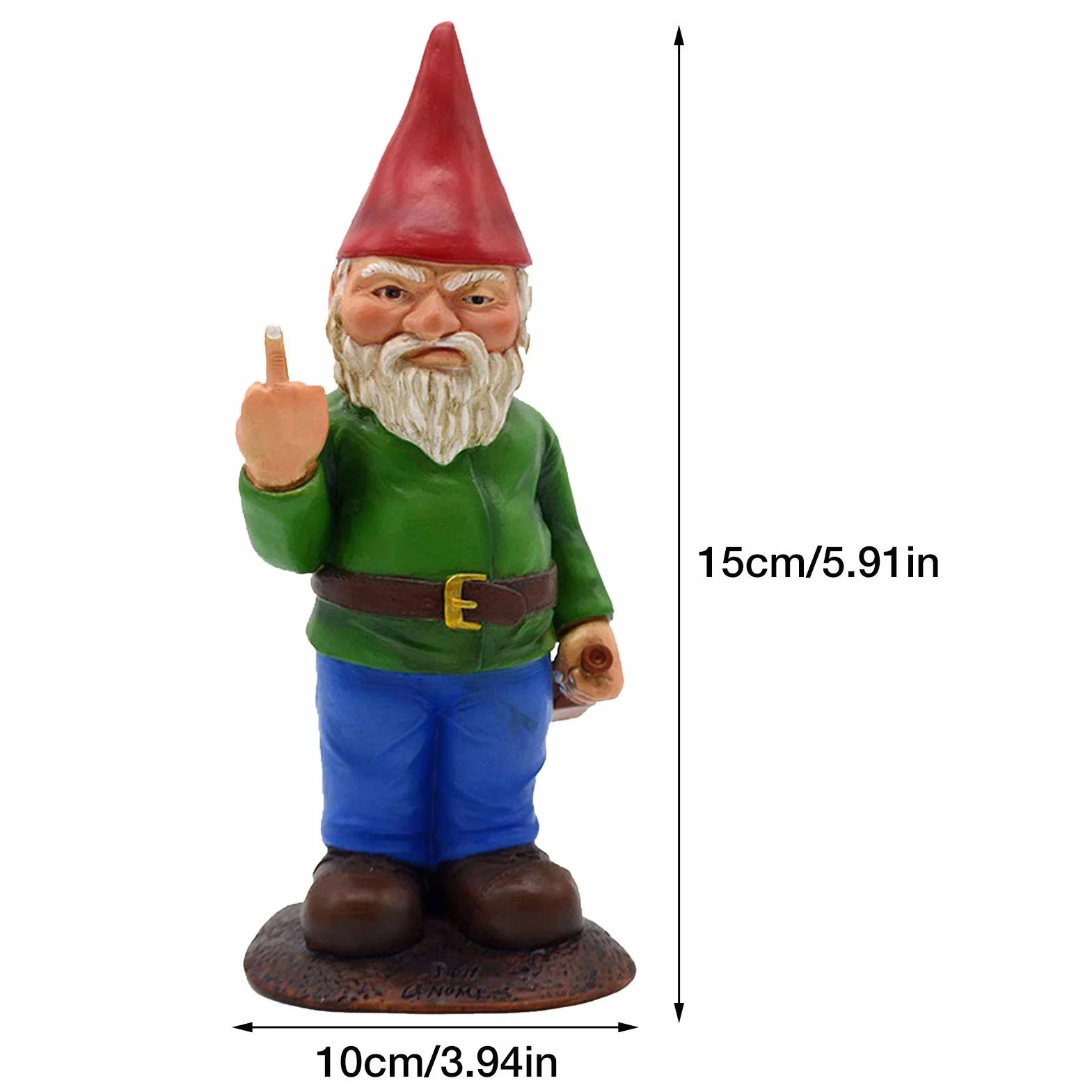 15 cm krasnal ogrodowy statuetka ornament – The Go Away Gnomen – zabawne ozdoby na trawnik, dekoracja wewnętrzna lub zewnętrzna