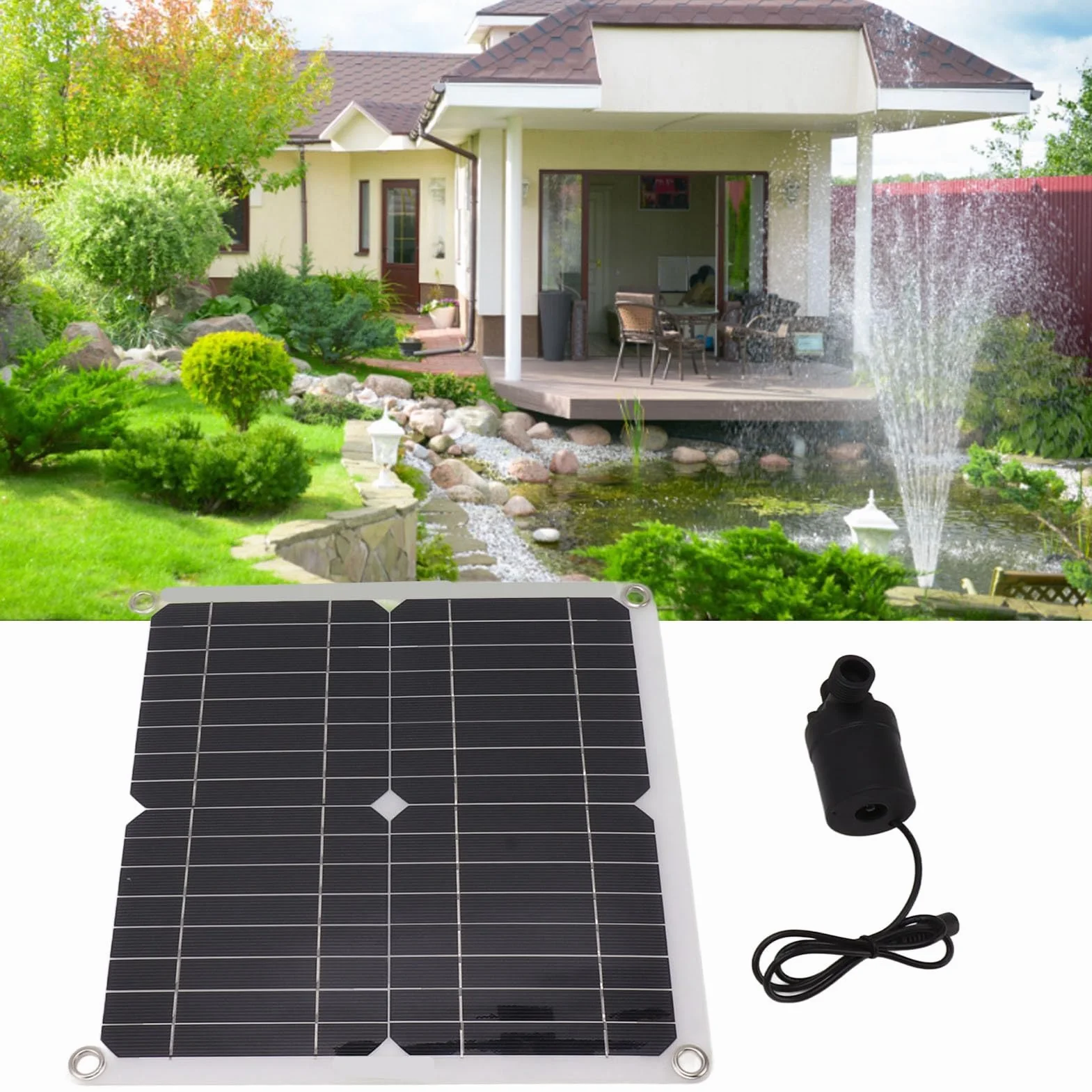 Zestaw Solarnej Pompy Wodnej, DC12V 22W Zestaw Solarnej Pompy Wodnej Do Fontanny Ze Skrzynką Akumulatorową I Regulatorem Rozrządu, Pompa Głębinowa Zasilana Panelem Słonecznym Do Małego Stawu Ogrodoweg