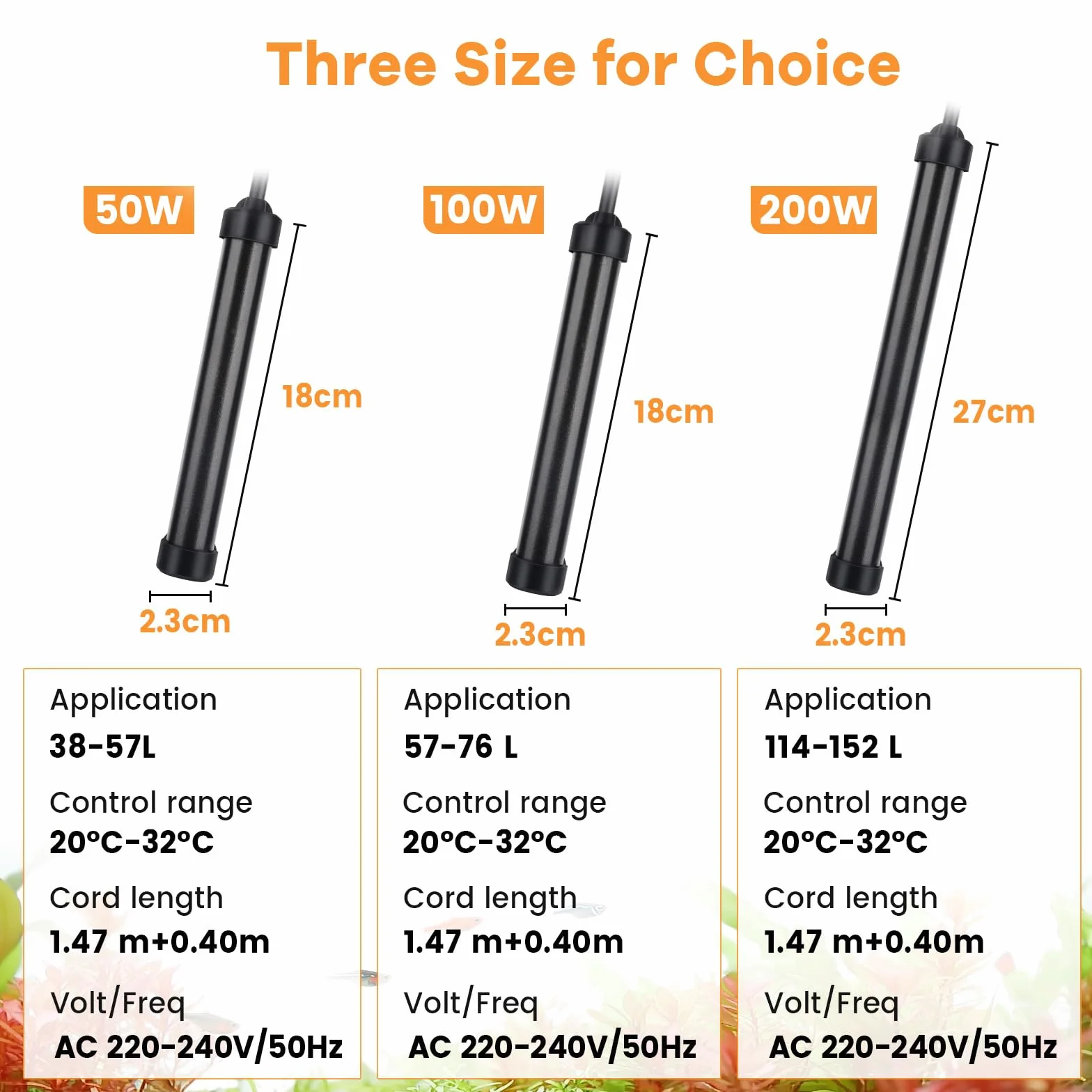Hygger Grzałka Tytanowa 50W do Akwarium z Wyświetlaczem LED 38-57L Słodka i Słona Woda