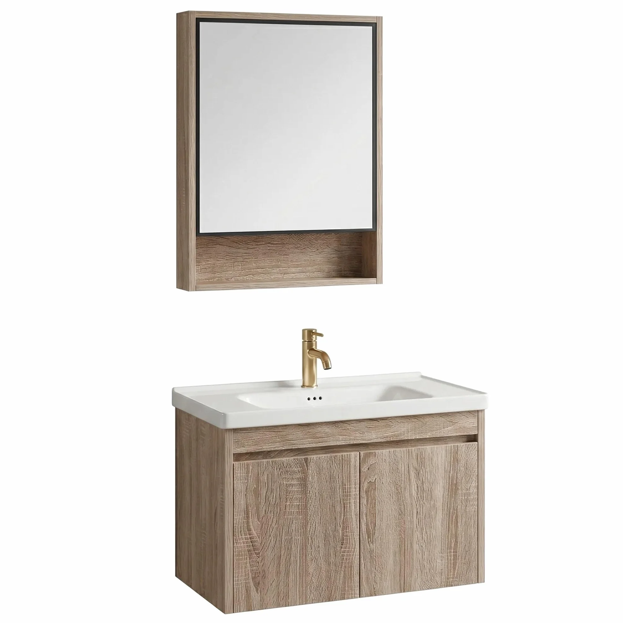 Rea - Zestaw Mebli Łazienkowych Z Umywalką Db68-60 60cm Beżowy, Brązowy - 47,5x60,5x46 cm