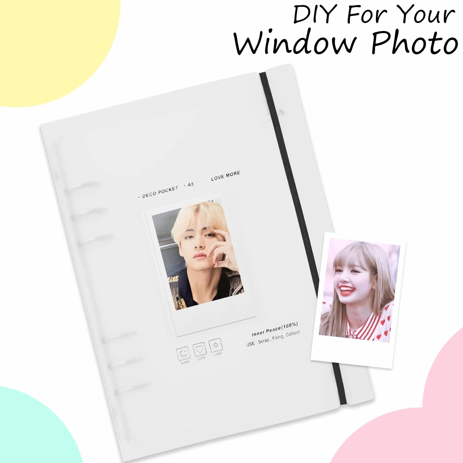 Album fotograficzny z kartami, Kpop, 25 koszulek, 200 kieszeni, 10,2 cm, do uzupełnienia, format A5, 6 pierścieni, segregator, scrapbooking, koszulki na karty, wodoodporny, biały