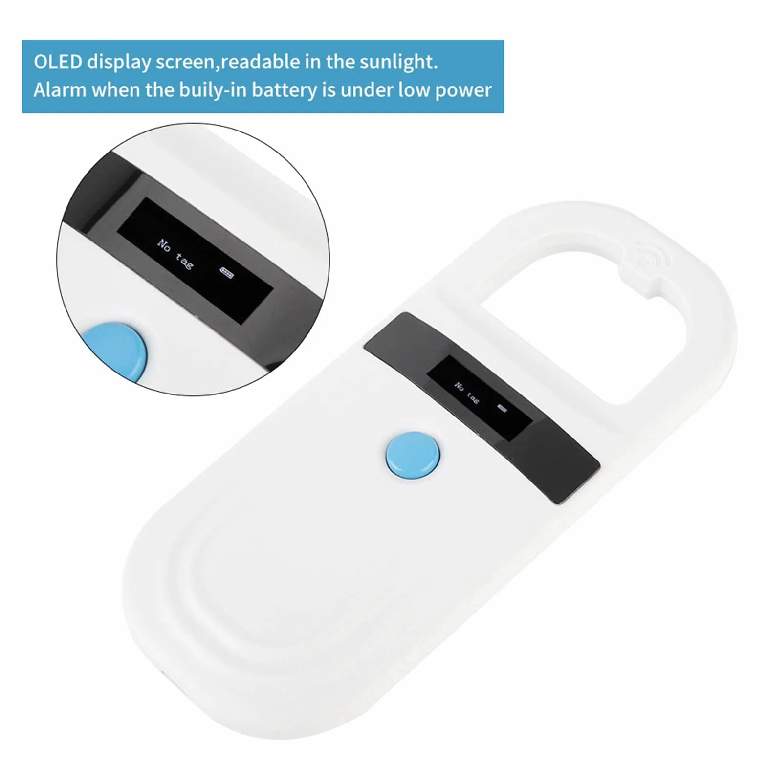 Czytnik Identyfikatorów Zwierząt, ładowalny Czytnik Chipów USB Chip ID Czytnik Chipów z Wyświetlaczem OLED 128 Sztuk Przechowywanie Informacji o Tagach dla ISO 11784/11785, FDX-B i EMID