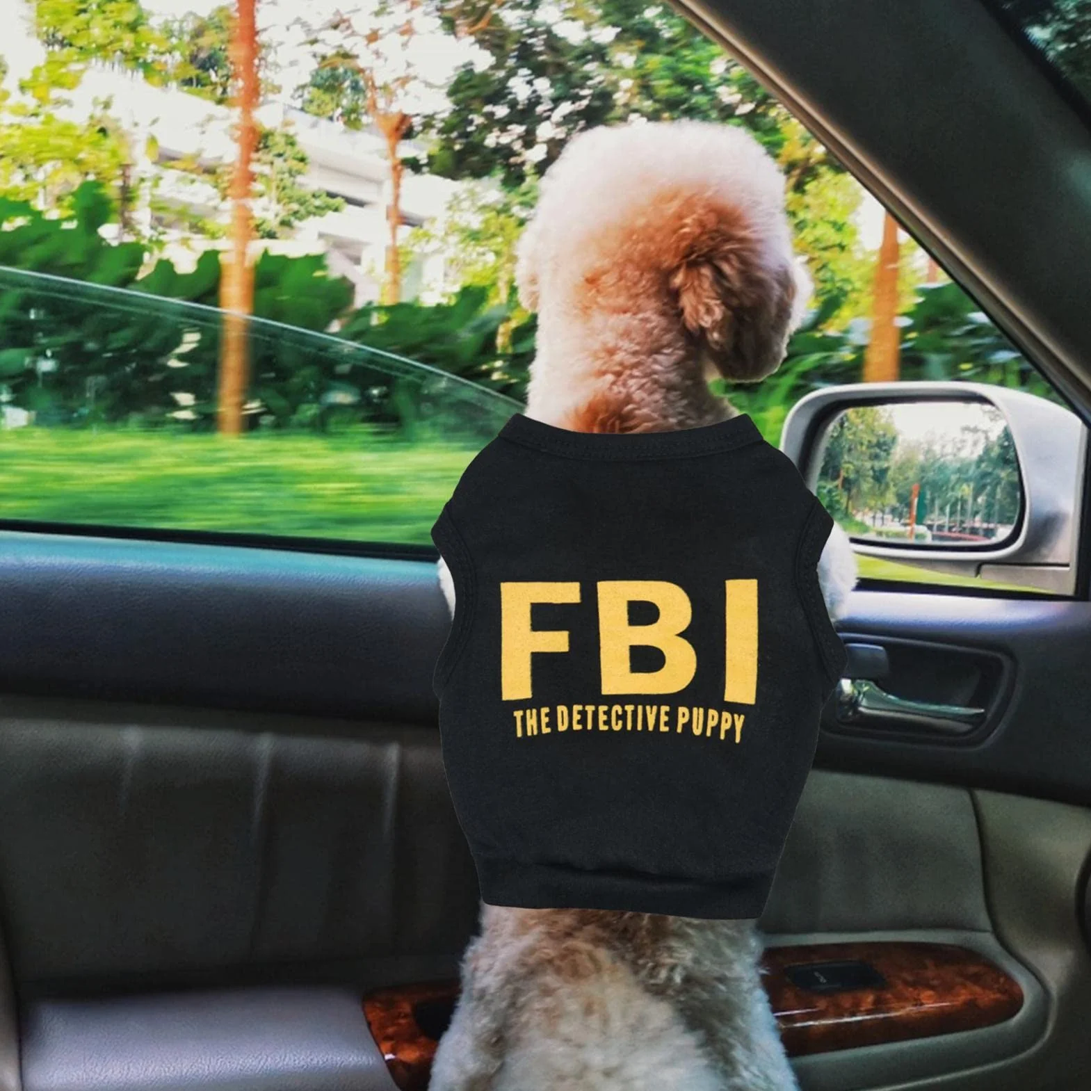Koszulka dla psa JINGLING ze wzorem FBI bawełniana letnia rozmiar S-L