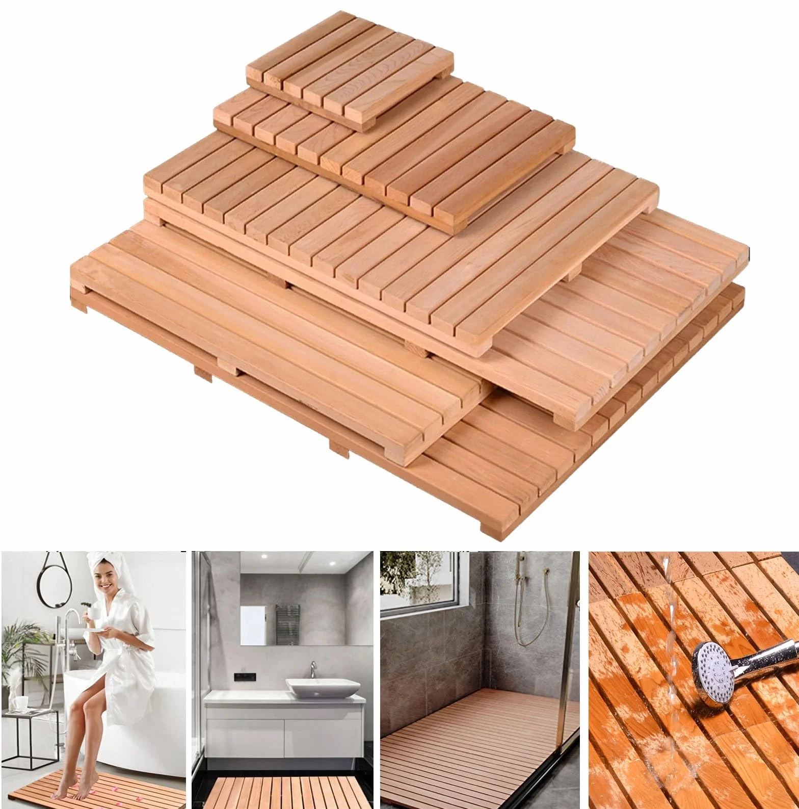Bardzo duża antypoślizgowa mata pod prysznic - szybkoschnący dywanik podłogowy do drenażu na zewnątrz tarasy i balkon (150 x 55 cm) - idealny do bezpieczeństwa i komfortu łazienki