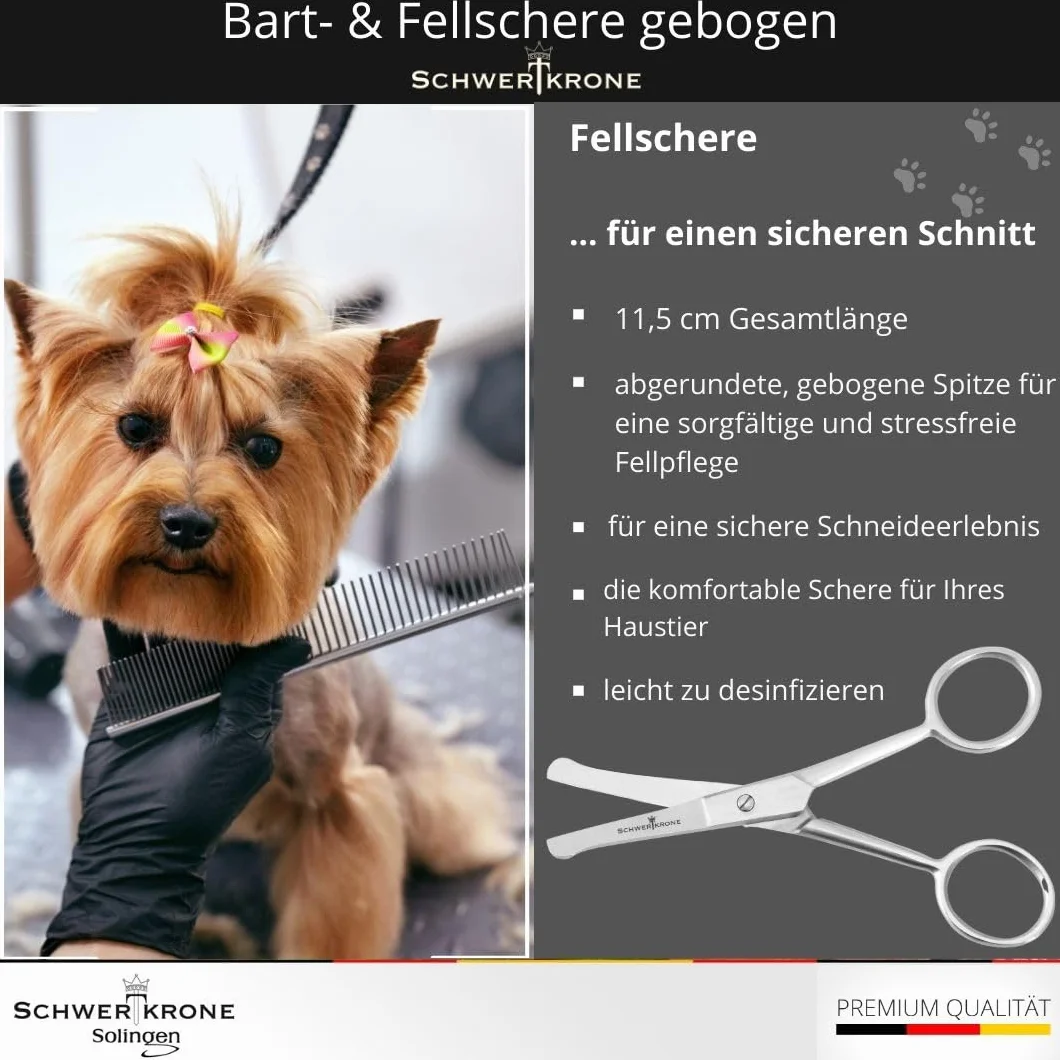 Schwertkrone Nożyce do sierści, nożyce do łap, zakrzywione, nożyczki do sierści psa (11,5 cm)