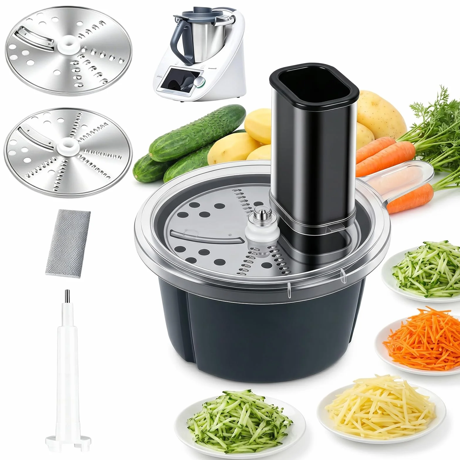 Elektryczna krajalnica do warzyw Thermomix TM5 TM6, wielofunkcyjna krajalnica do warzyw, spiralna krajalnica ze stali nierdzewnej i ABS, akcesoria kuchenne, szatkownica do warzyw do cukinii, ogórków