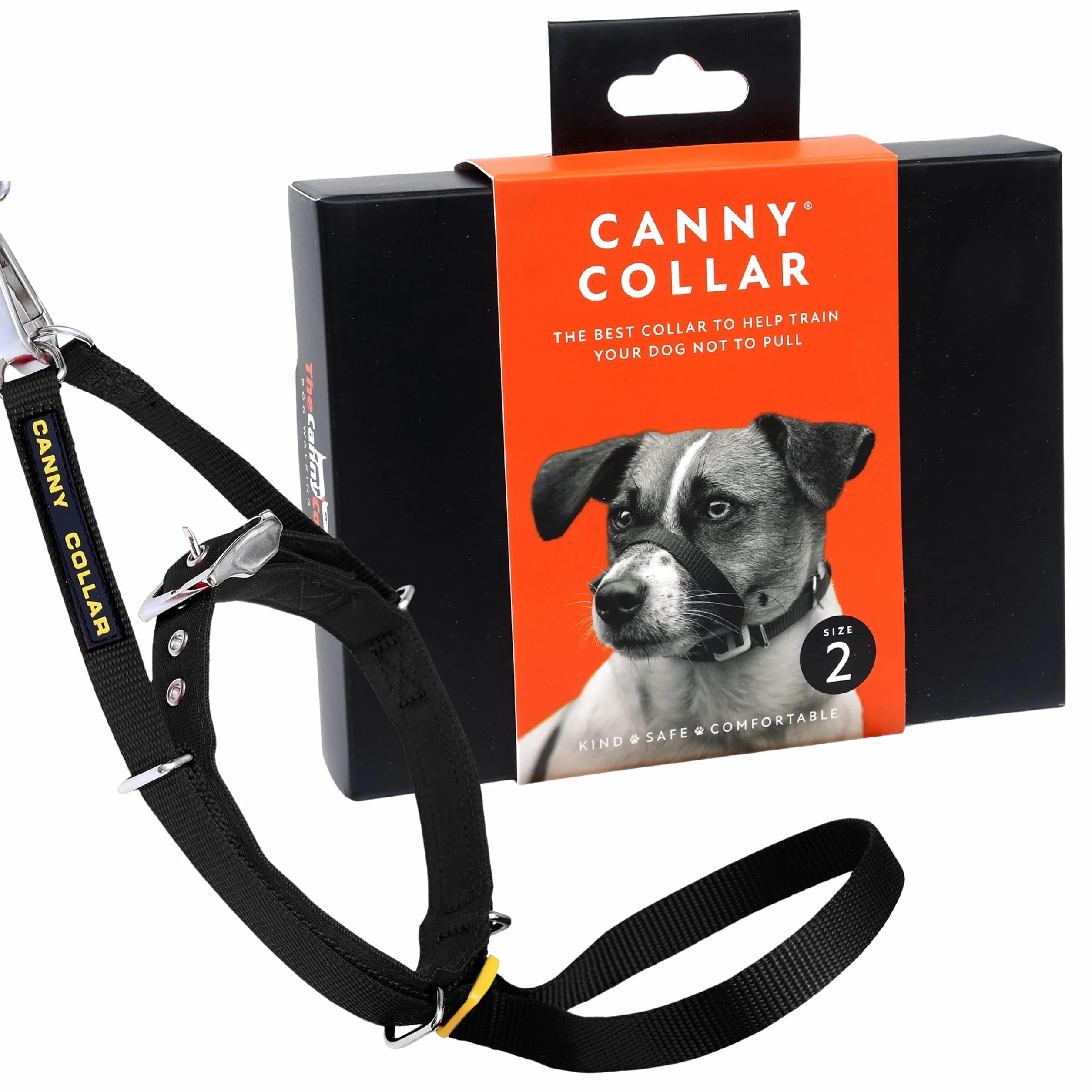 Canny Collar – Obroża Treningowa Przeciw Ciągnięciu | Kantar na Głowę, Uczy Chodzenia na Luźnej Smyczy | Spokojne, Bezstresowe Spacery | Czarna, Rozmiar 2