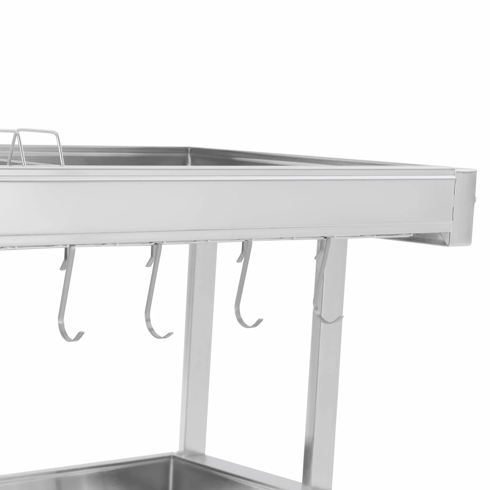 2-poziomowy ociekacz do naczyń, każdy poziom, maks. 15 kg, regulowany organizer na naczynia z haczykiem, ociekacz, szuflada kuchenna, skalowalny, stal nierdzewna, tacka ociekowa, uchwyt na