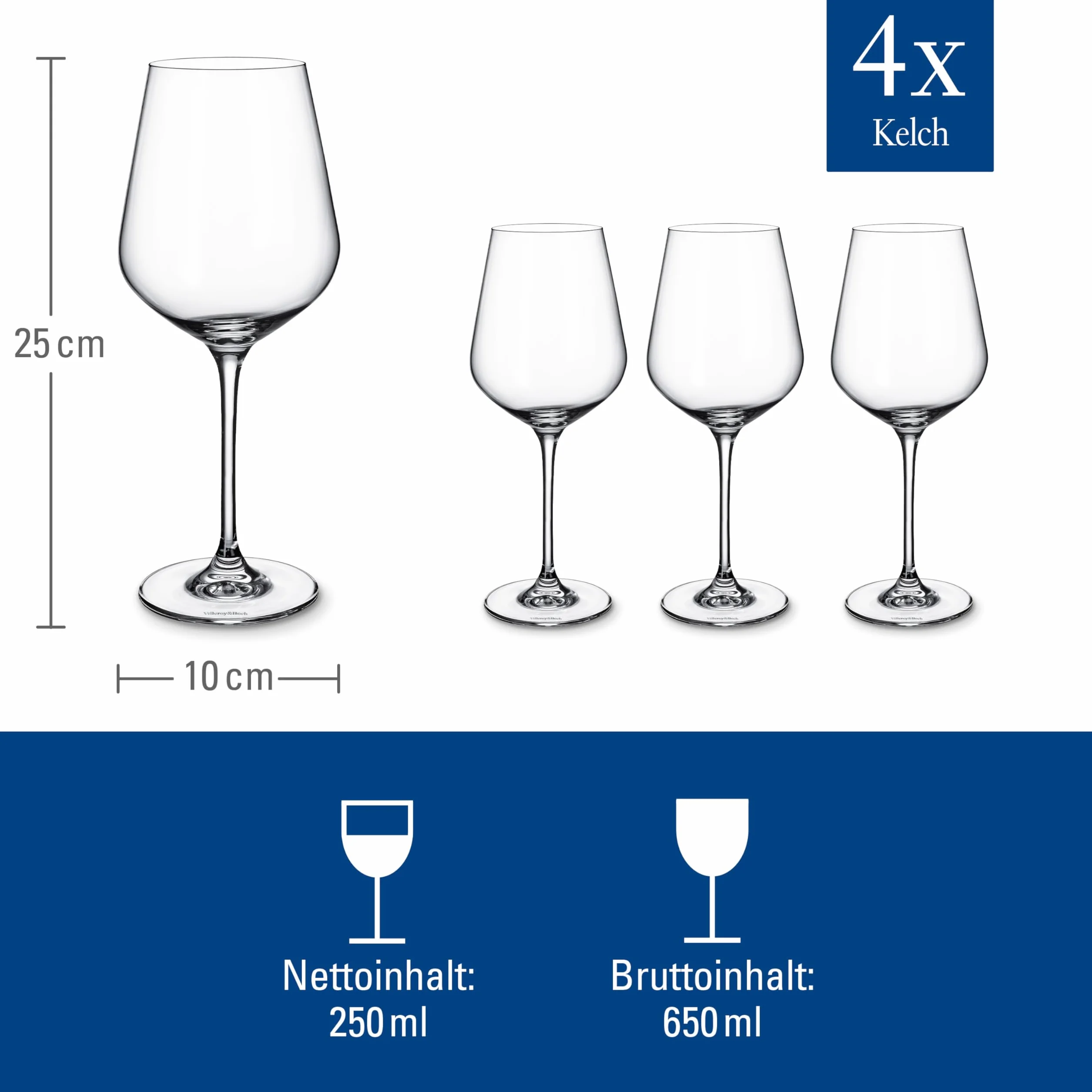 Villeroy & Boch Villeroy und Boch La Divina Bordeaux Kieliszek 4-częściowy zestaw szklanek, szkło, 4-częściowy, 4