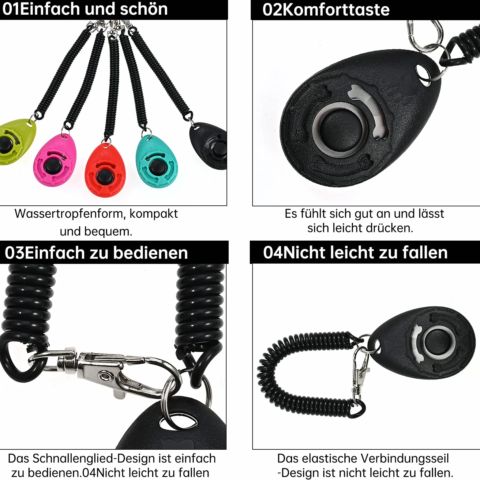 Faburo Profesjonalny clicker 5-częściowy zestaw do treningu clicker dla psów, kotów, koni