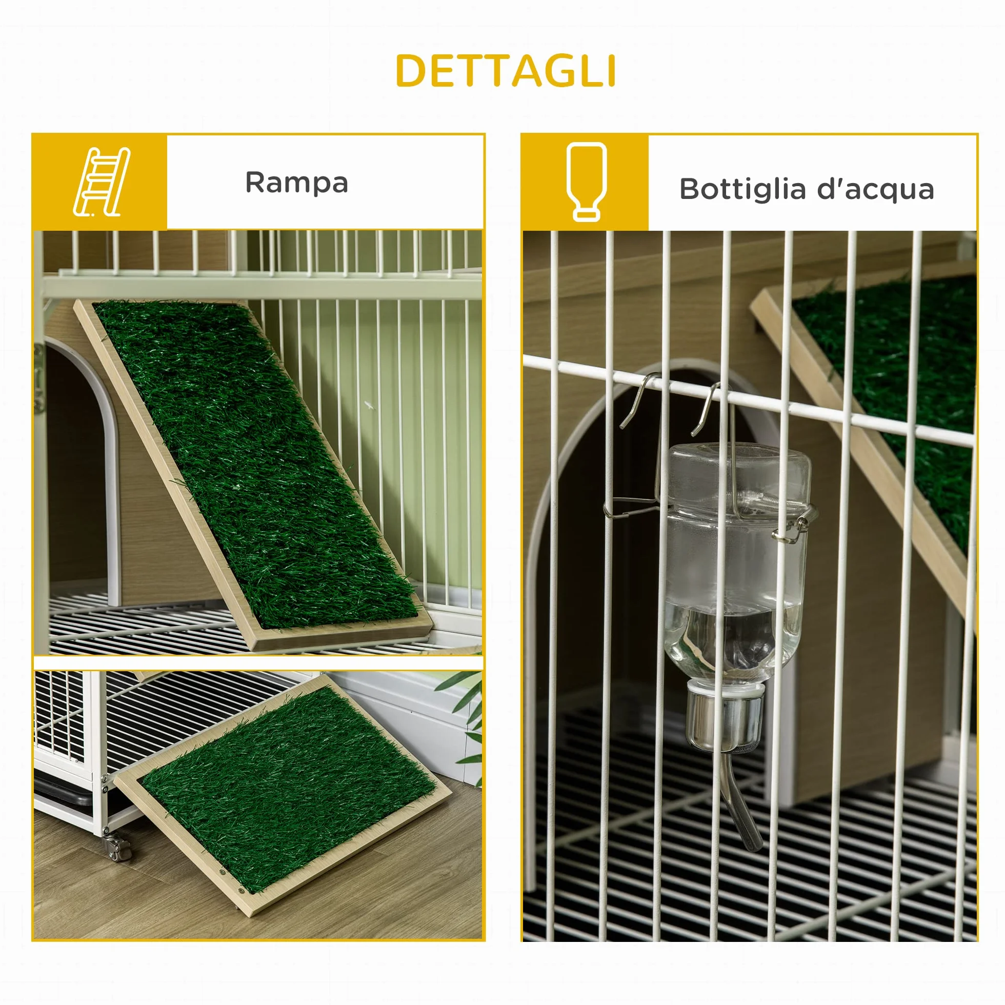PawHut klatka dla królików ze zbiornikiem na wodę i wyciąganą tacą, stal i PVC, 78x52.5x76.5 cm